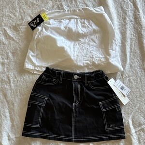 Madden Girl Black Skirt with White Stitching